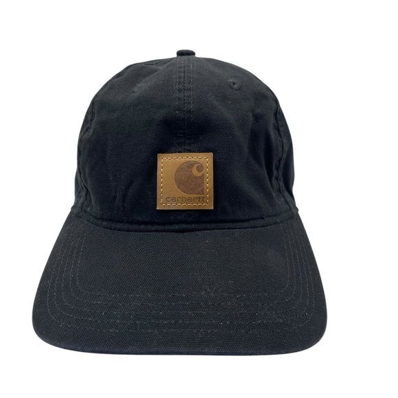 Carhartt Cap Men’s Black Signature Canvas Hat Adjustable Strapback Logo Patch - Picture 1 of 9